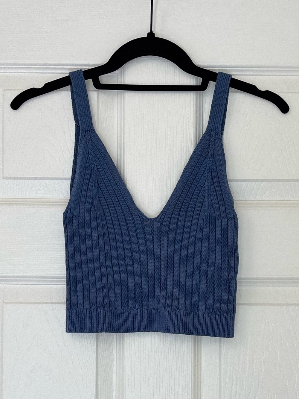 Aerie 100% Cotton Ribbed V-Neck Knit Cropped Tank Top